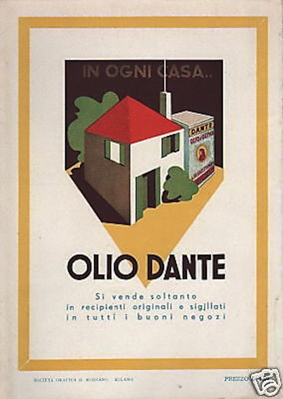 Pubblicità Olio Dante Anni '30 Stampa Originale TCI Vintage