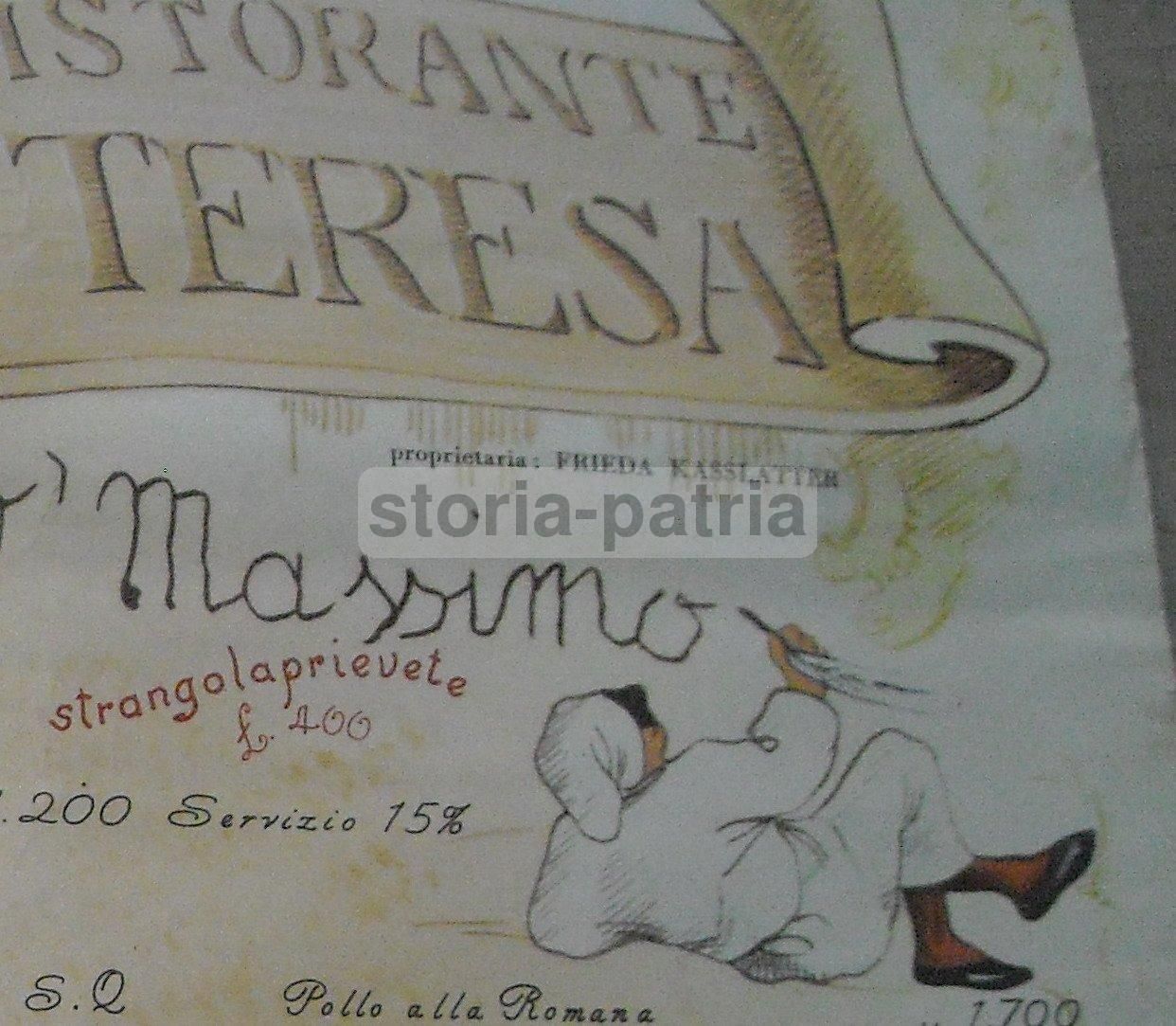 Menu Ristorante Zi' Teresa Napoli Folklore Kasslatter Vintage