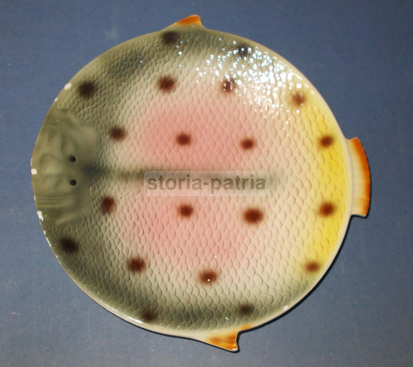 Piatto Ceramica Forma Pesce Policromo Vintage Anni 50