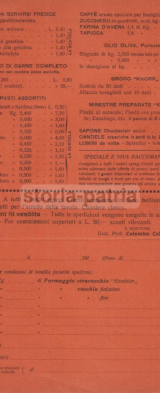 Listino Prezzi Alimentari Parma Anni '20 Knorr Salumi Formaggi
