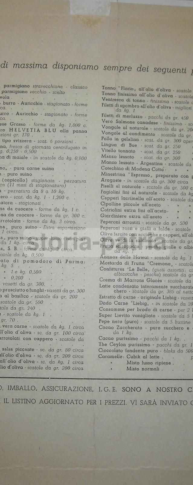 Locandina Pubblicitaria F.lli Greci Parma Anni '50 Specialità Alimentari