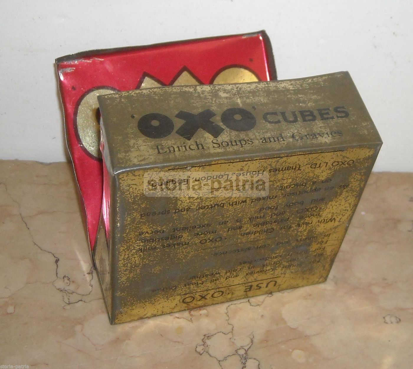 Scatola Latta Dadi Brodo Oxo Vintage Anni '20 '30 Pubblicità