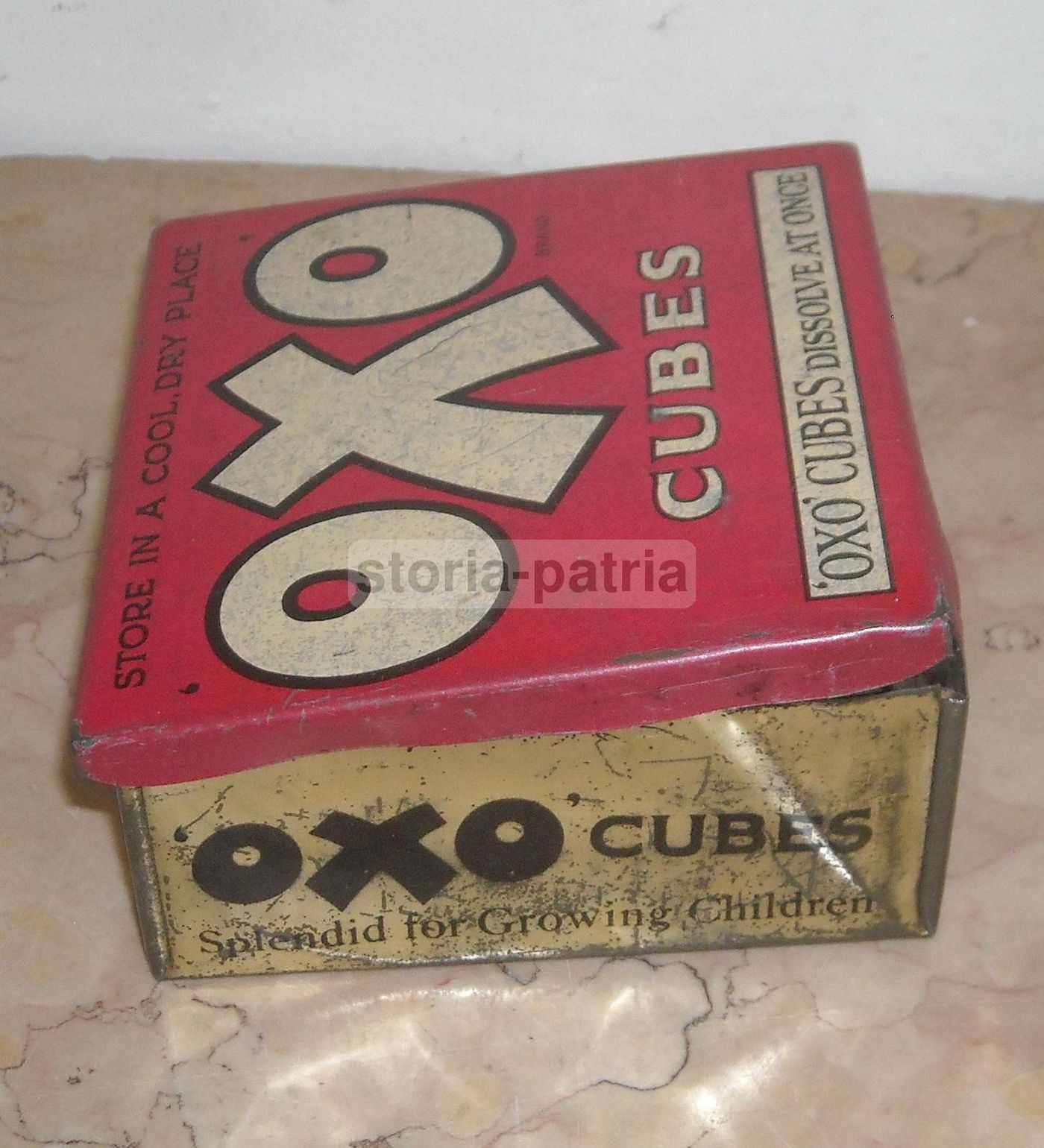 Scatola Latta Dadi Brodo Oxo Vintage Anni '20 '30 Pubblicità
