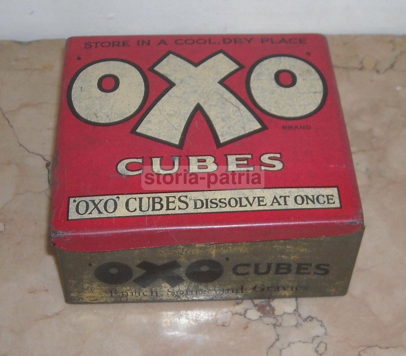 Scatola Latta Dadi Brodo Oxo Vintage Anni '20 '30 Pubblicità