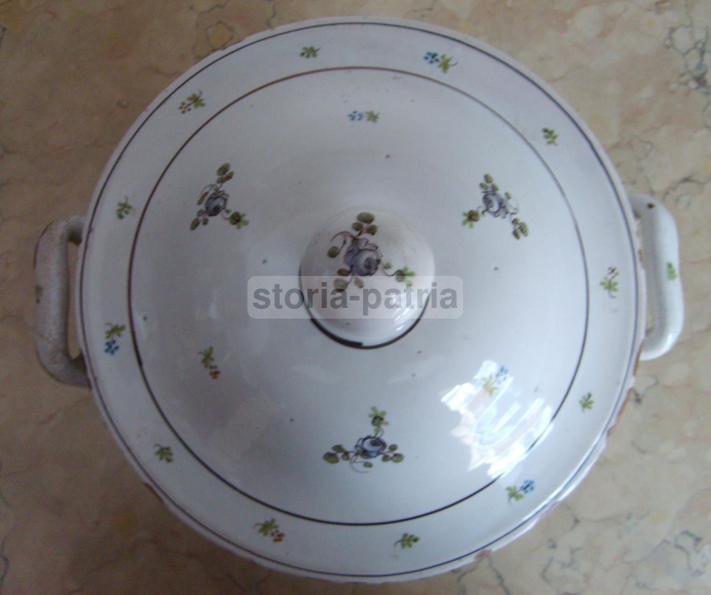 Antica Zuppiera In Ceramica, Metà XIX Secolo, Decoro Floreale