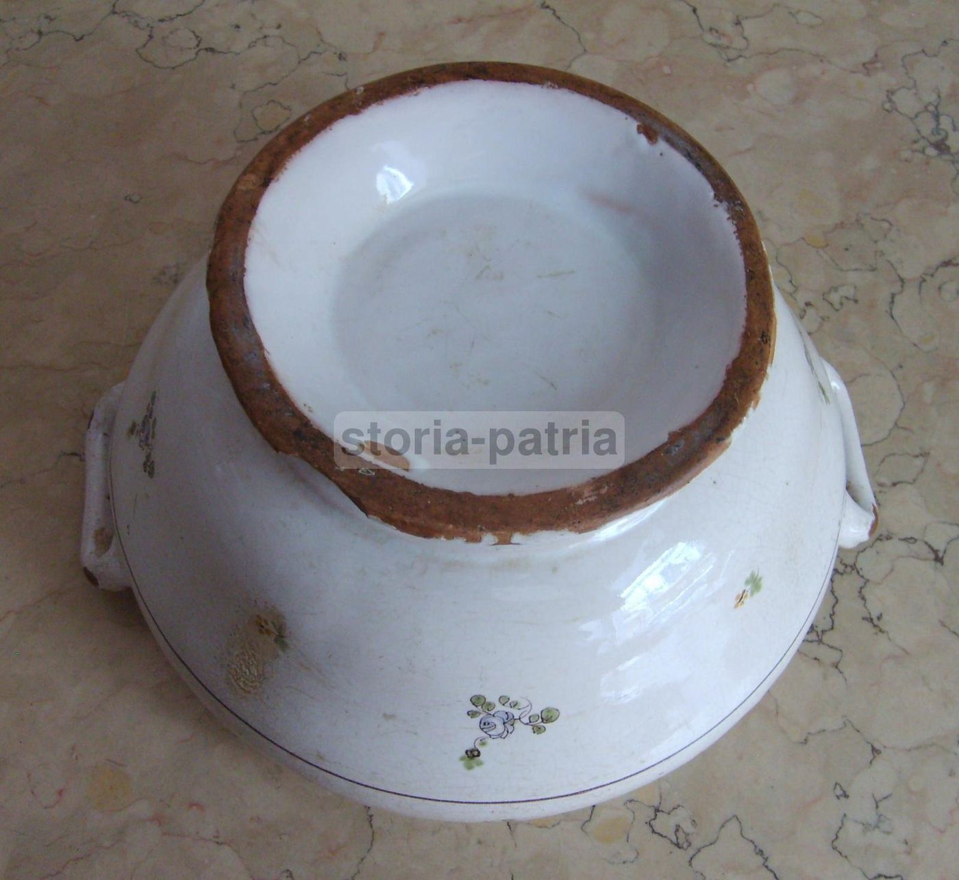 Antica Zuppiera In Ceramica, Metà XIX Secolo, Decoro Floreale