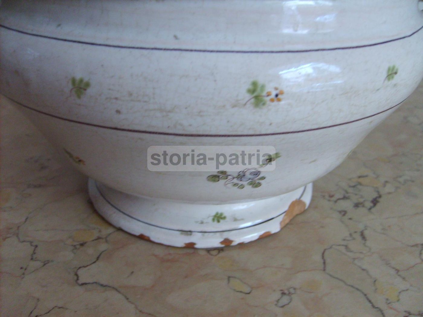 Antica Zuppiera In Ceramica, Metà XIX Secolo, Decoro Floreale