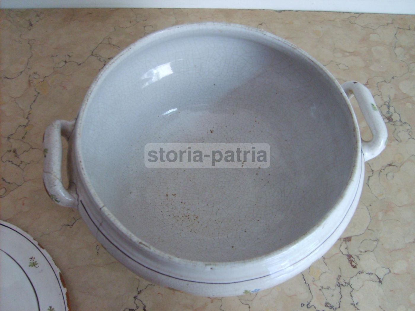 Antica Zuppiera In Ceramica, Metà XIX Secolo, Decoro Floreale