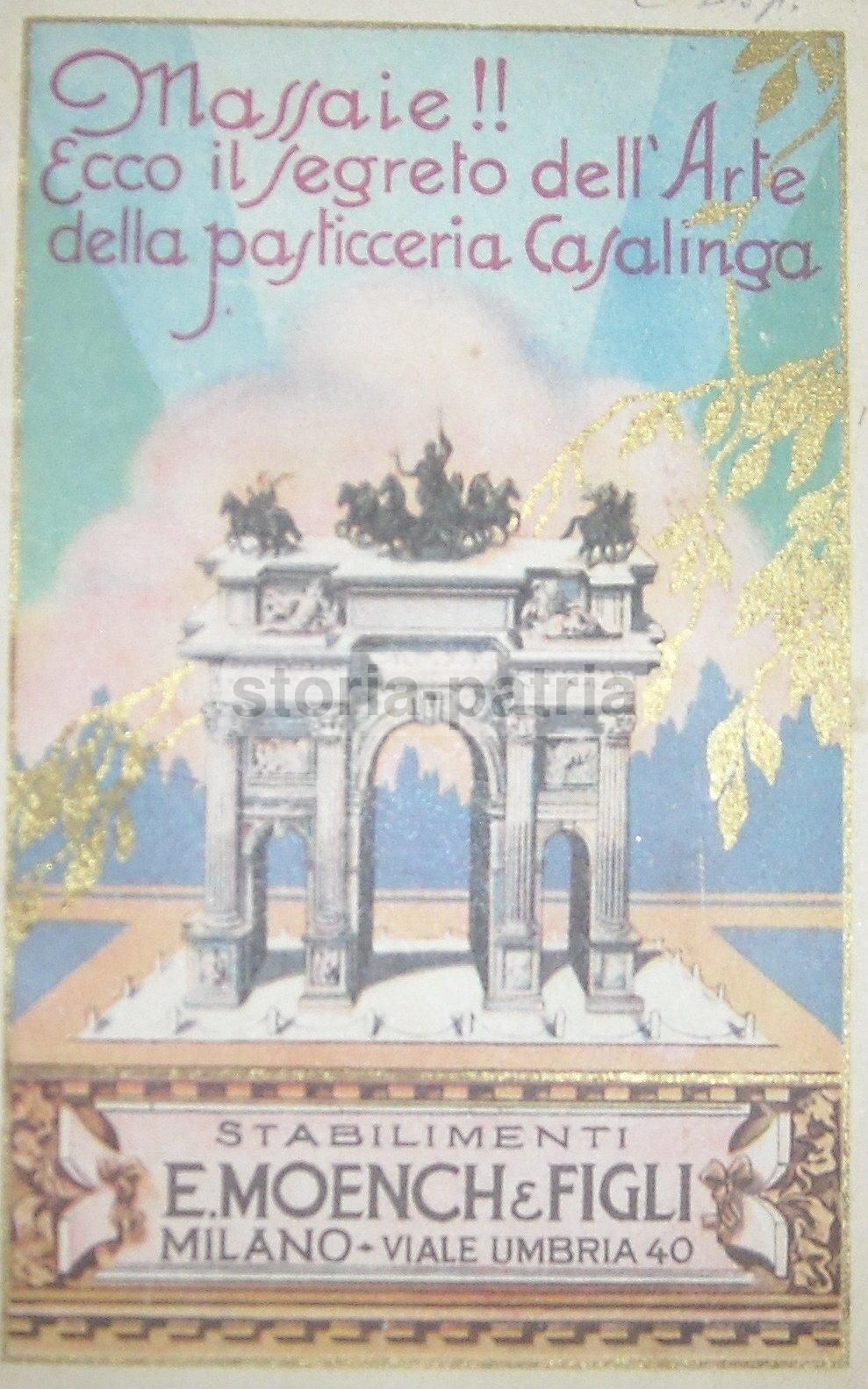 Ricettario Pasticceria Moench, Milano, Anni '20 '30