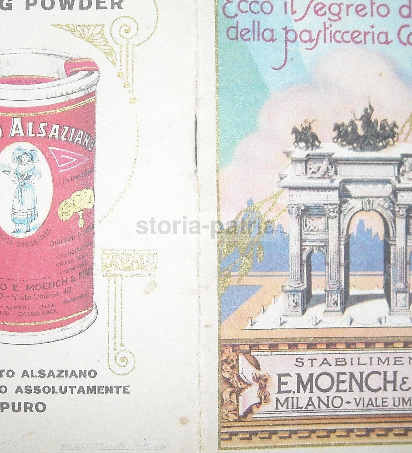 Ricettario Pasticceria Moench, Milano, Anni '20 '30