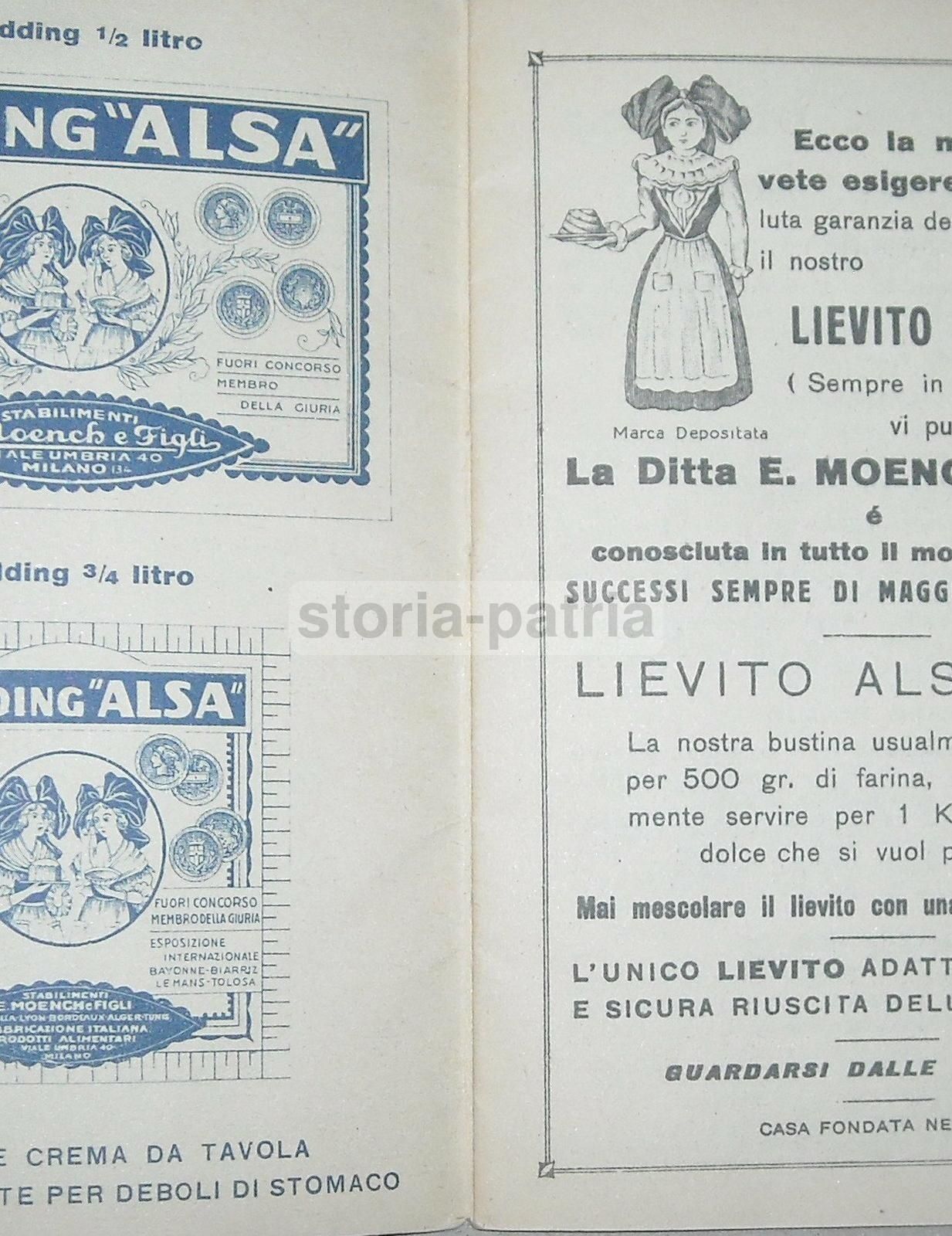 Ricettario Pasticceria Moench, Milano, Anni '20 '30