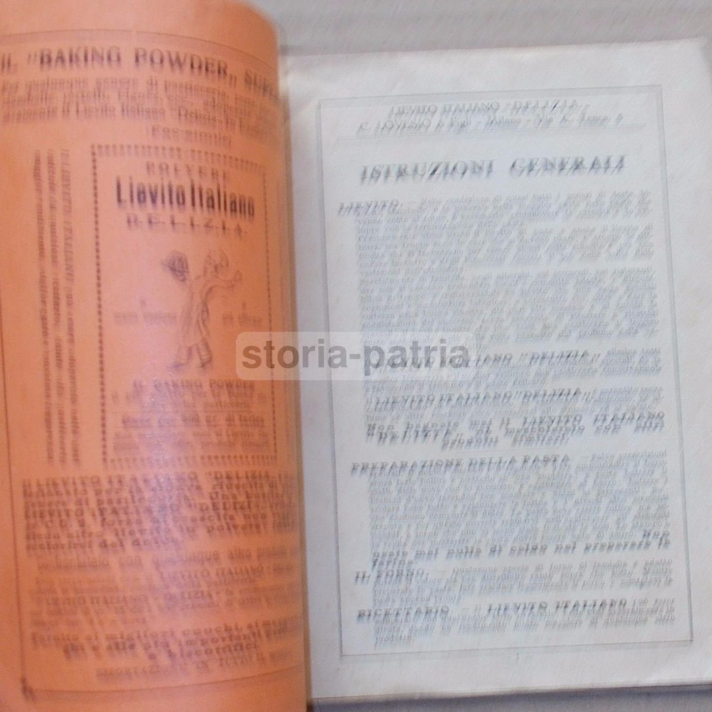 Ricettario Lievito Delizia Anni '20 Pasticceria Dolci Antichi