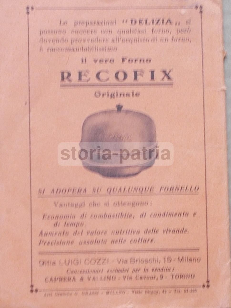 Ricettario Lievito Delizia Anni '20 Pasticceria Dolci Antichi