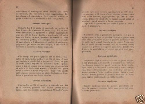 Antico Ricettario Di Pasticceria Italiana (anni '20)