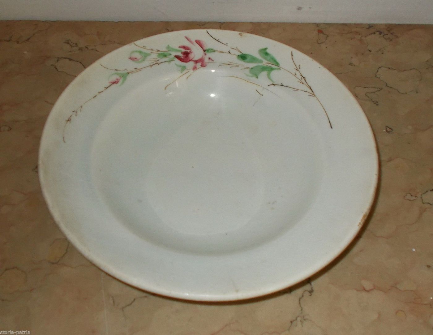 Piatto Ceramica Vedova Besio Decoro Floreale Fine '800 Primo '900