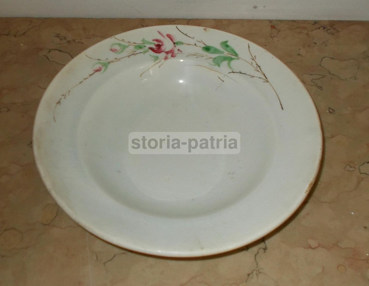 Piatto Ceramica Vedova Besio Decoro Floreale Fine '800 Primo '900