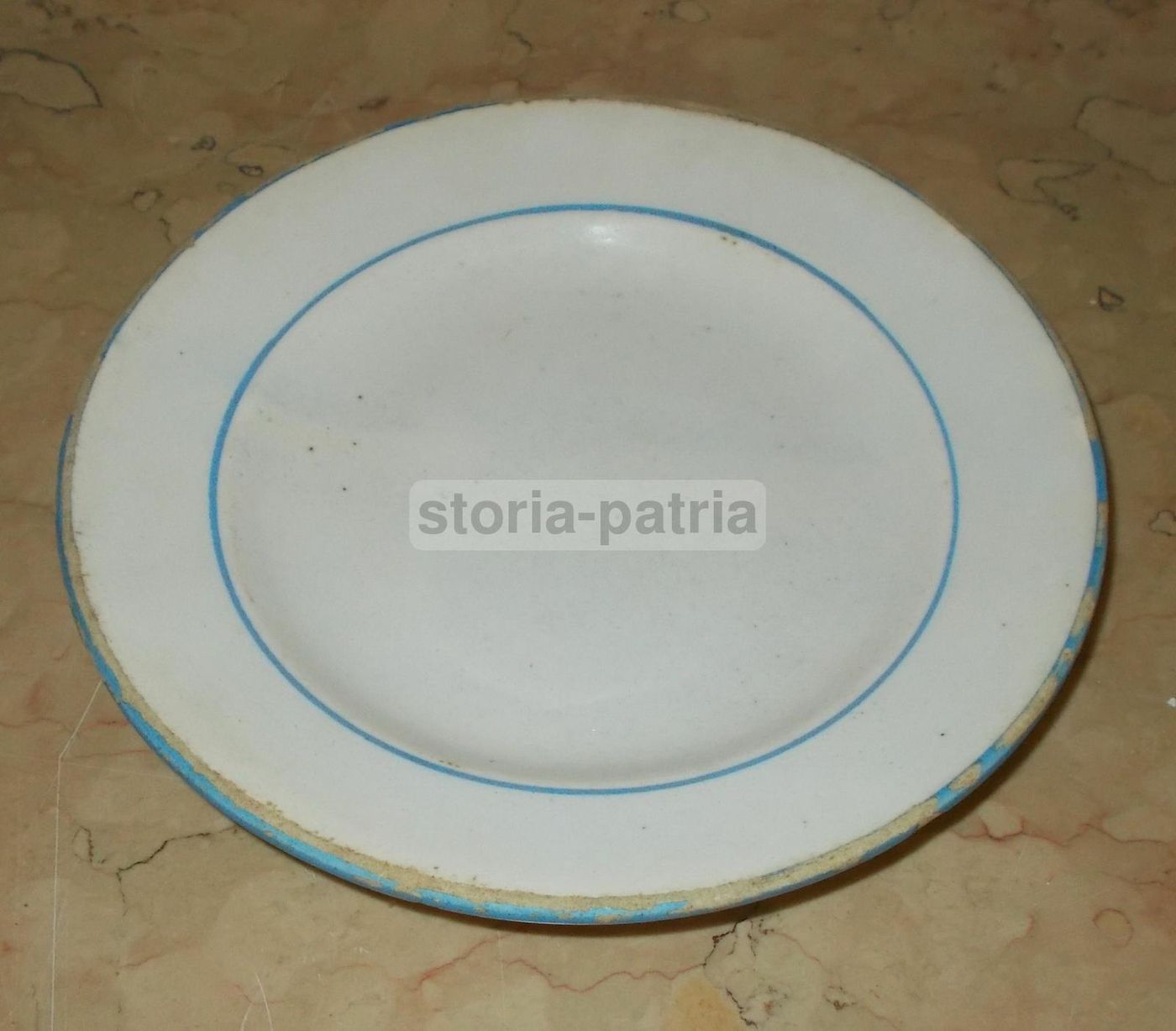 Piatto In Ceramica Vedova Besio E Figli, Fine '800 Inizio '900, Filettatura Blu