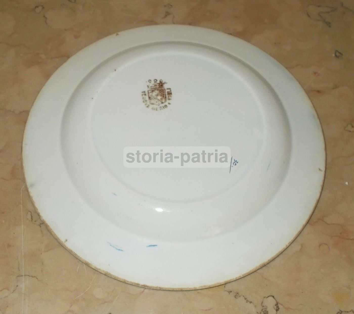 Piatto In Ceramica Vedova Besio E Figli, Fine '800   Inizio '900, Filettatura Blu