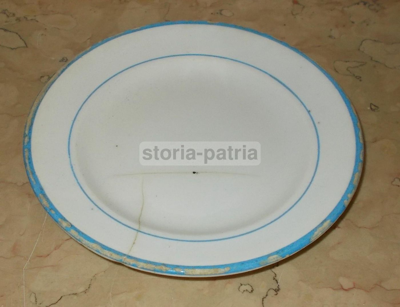 Piatto In Ceramica Vedova Besio E Figli Con Filettatura Blu, Fine '800