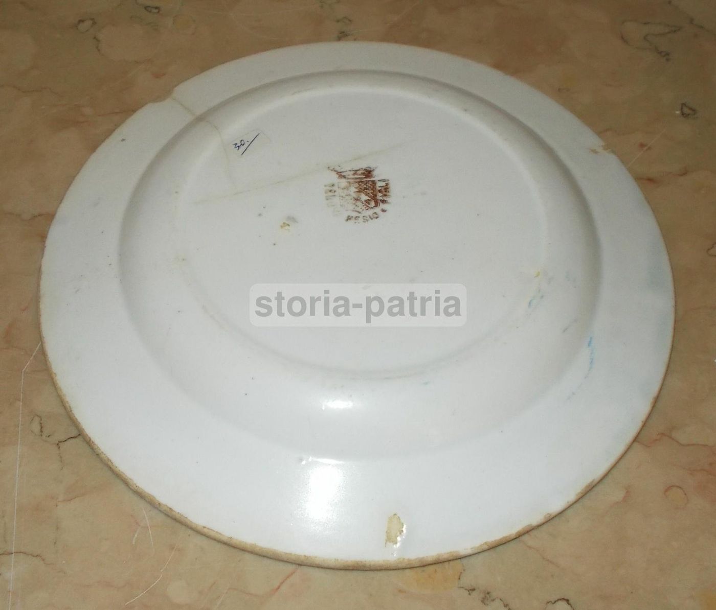 Piatto In Ceramica Vedova Besio E Figli Con Filettatura Blu, Fine '800