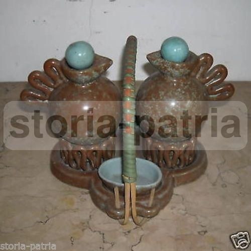 Set Olio Aceto Sale Pepe Ceramica Rometti Umbertide Anni '30
