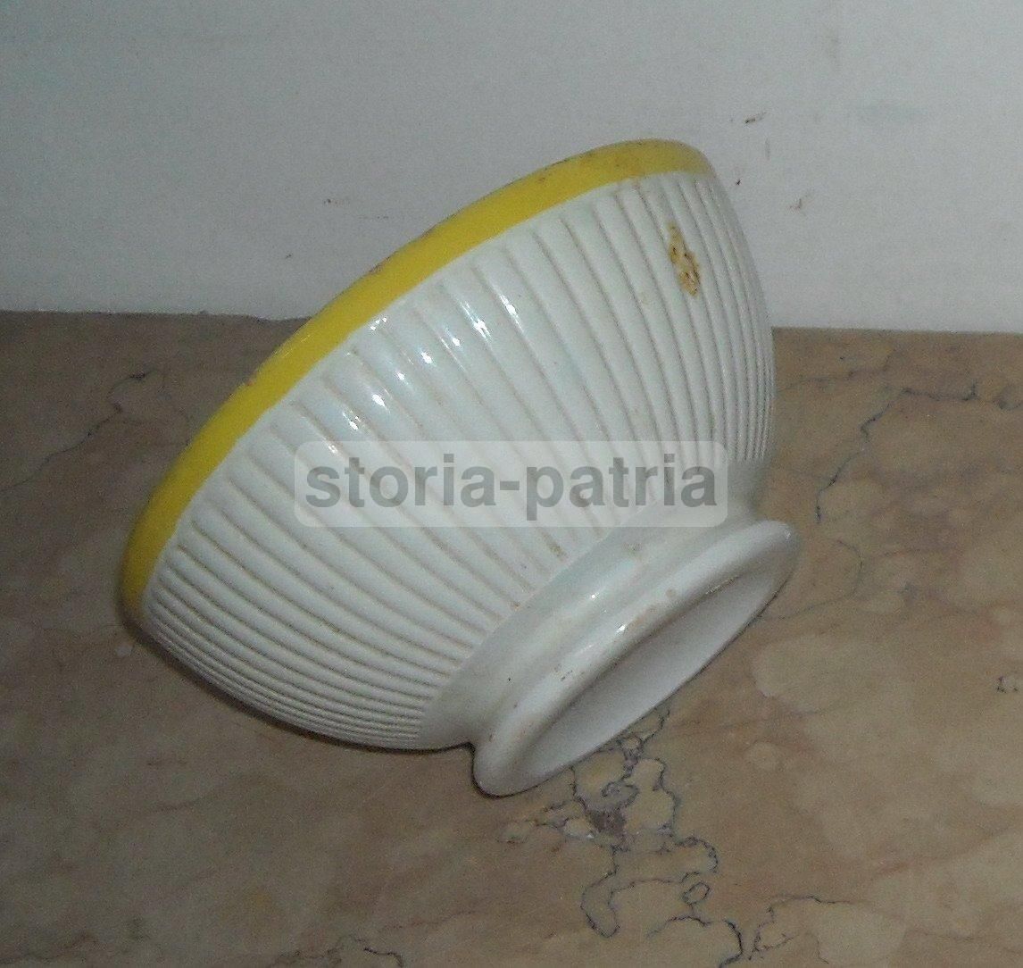 Tazza Ceramica Galvani Anni '30 Costolata Bordo Giallo