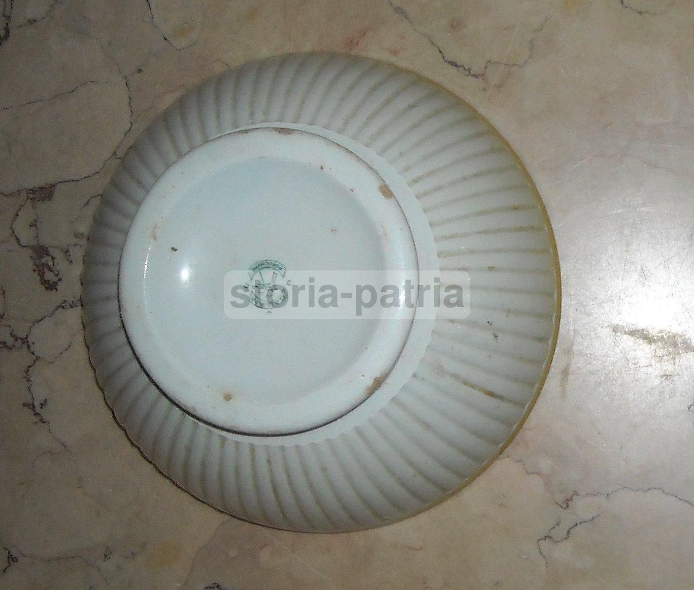 Tazza Ceramica Galvani Anni '30 Costolata Bordo Giallo