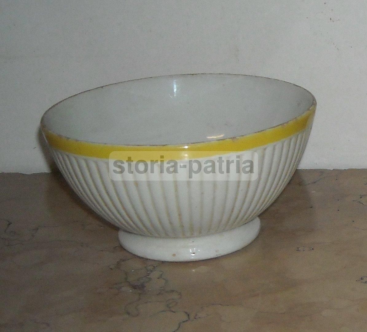 Tazza Ceramica Galvani Anni '30 Costolata Bordo Giallo