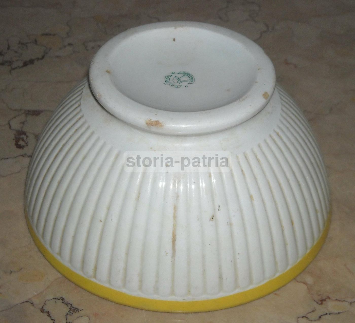 Tazza Ceramica Galvani Anni '30 Costolata Bordo Giallo