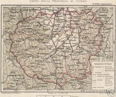 Mappa Antica Della Provincia Di Cuneo (Saluzzo, Alba, Mondovì, Fossano)