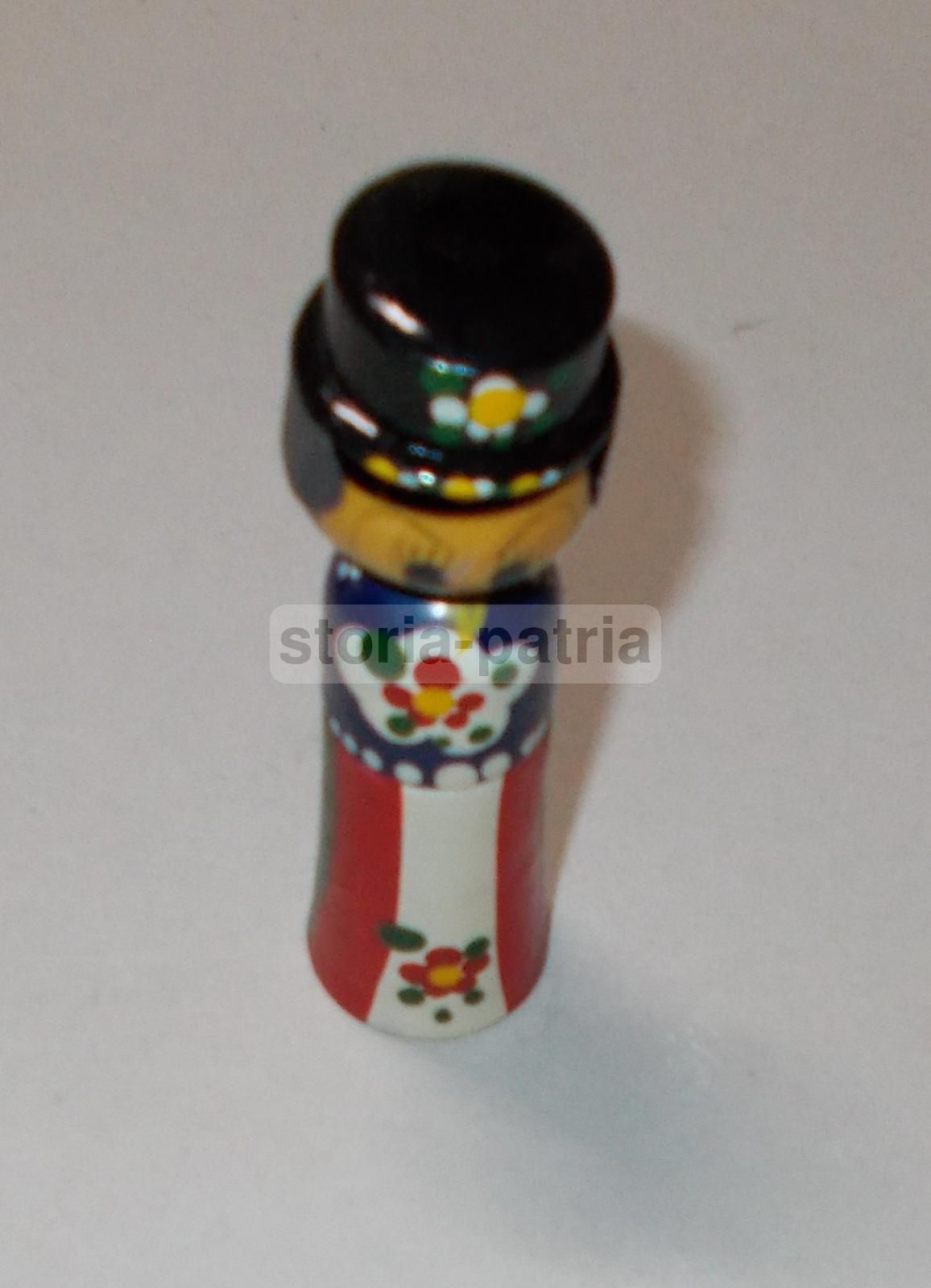 Bambolina Coreana In Legno Con Testa Oscillante, Anni '50