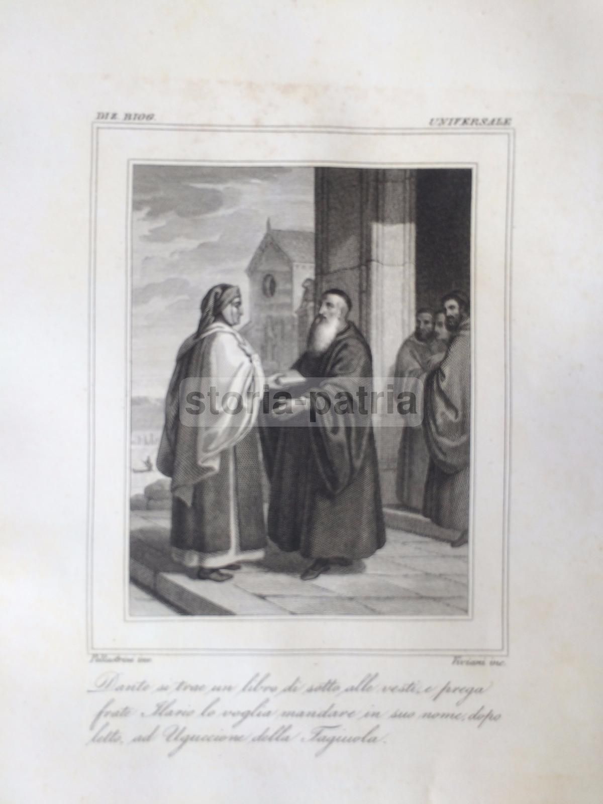 Dante Alighieri E Frate Ilario: Incisione Di Viviani Su Disegno Di Pollastrini, 1840