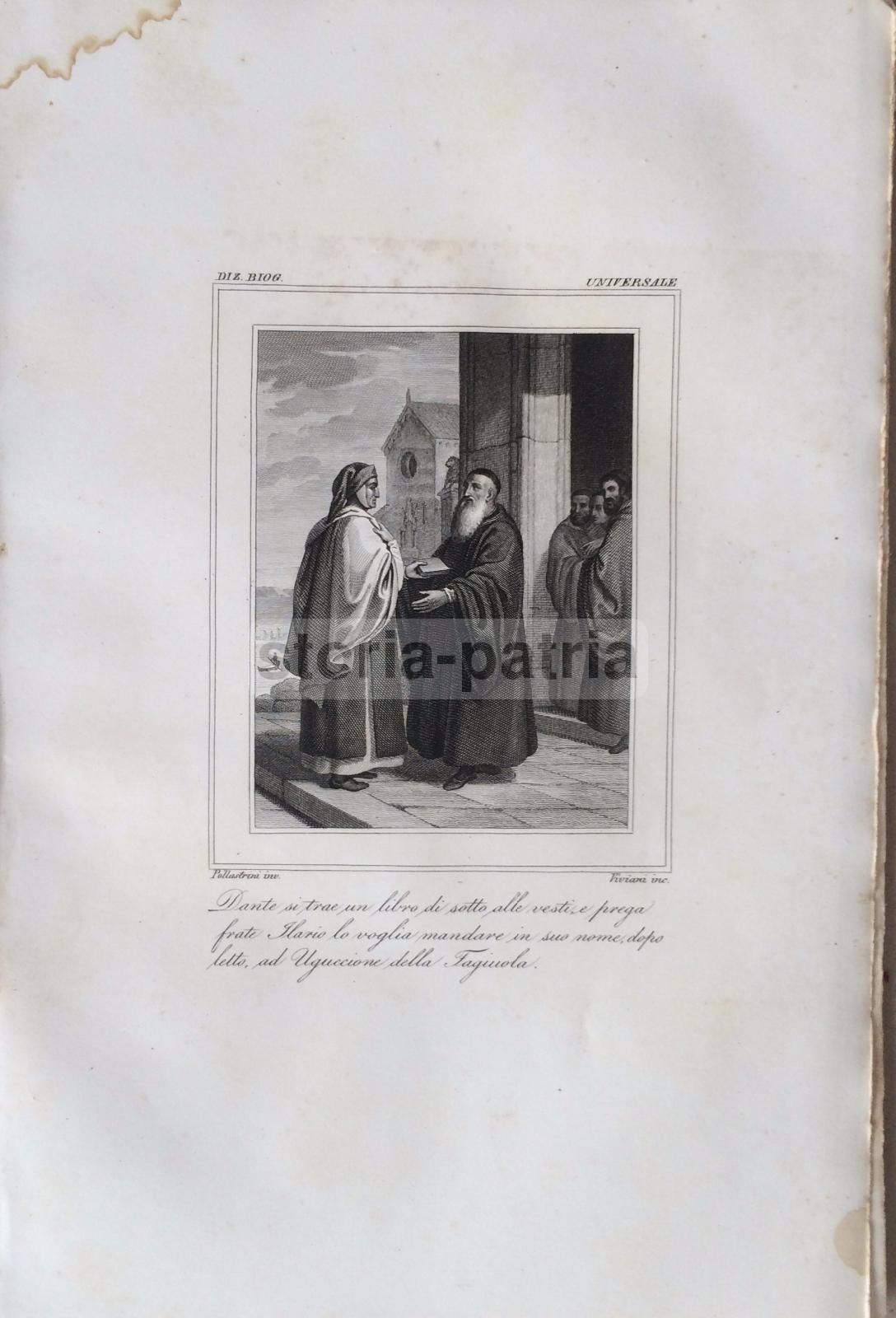 Dante Alighieri E Frate Ilario: Incisione Di Viviani Su Disegno Di Pollastrini, 1840
