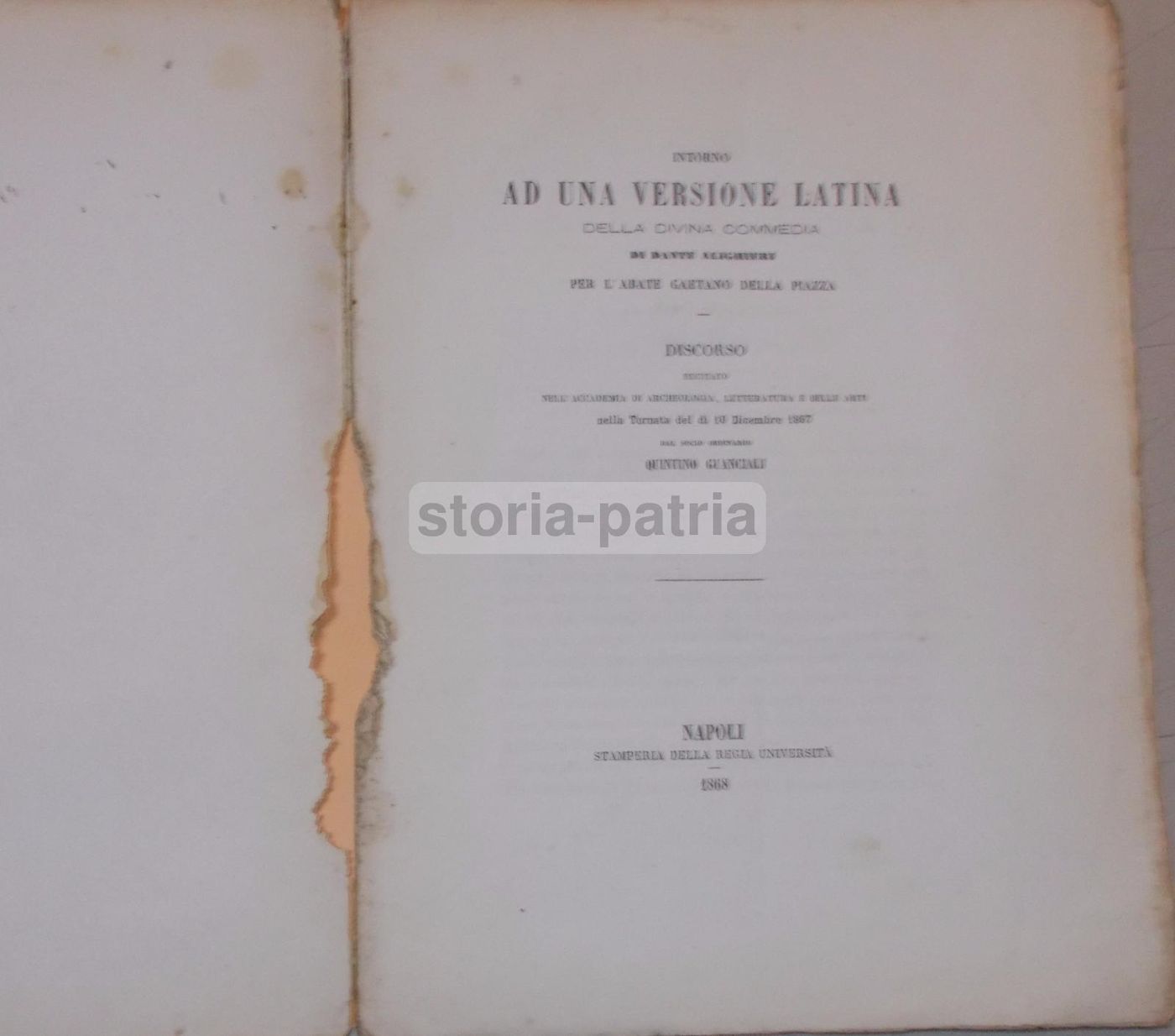 Quintino Guanciali, Intorno Ad Una Versione Latina Della Divina Commedia, 1868
