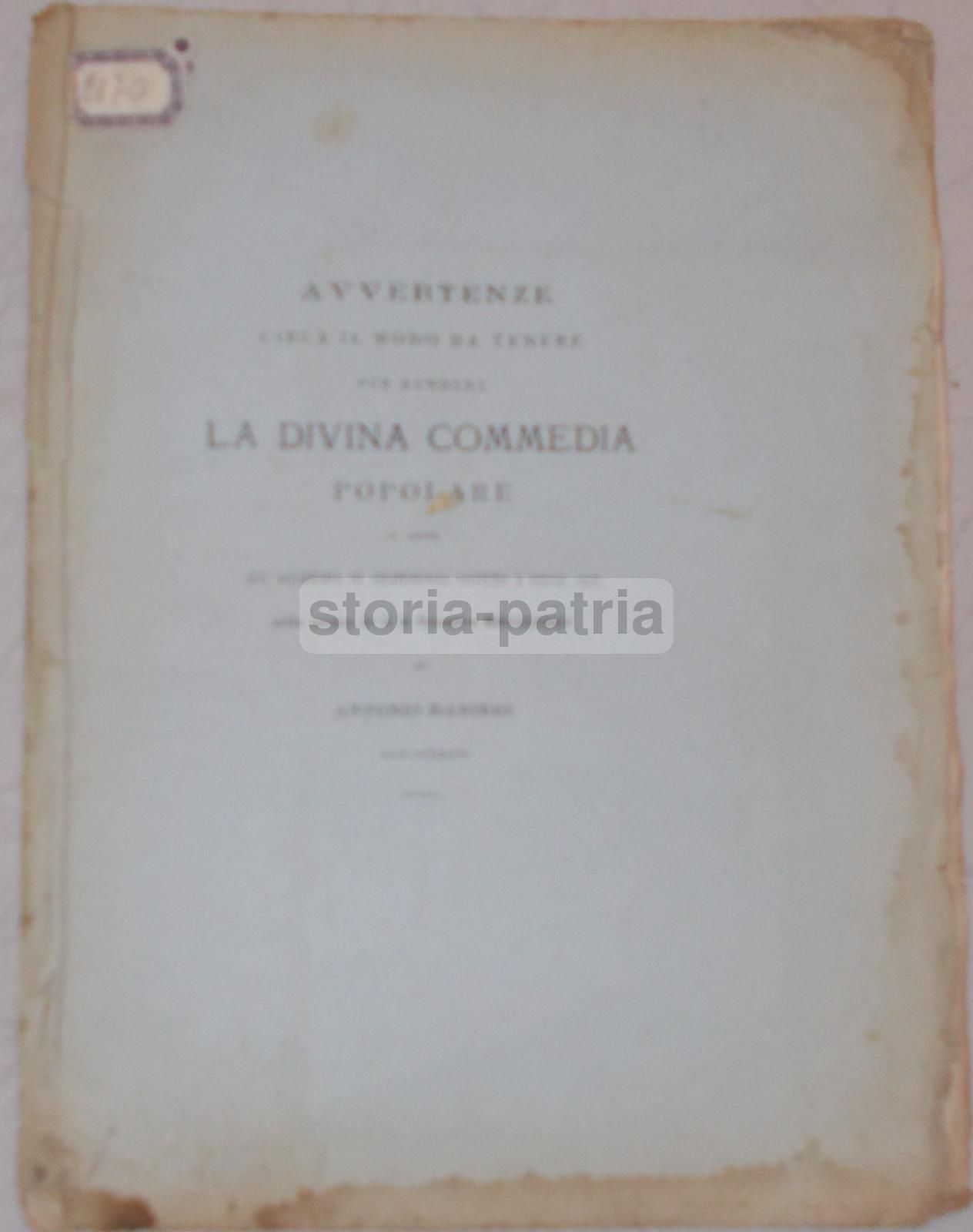Ranieri: Avvertenze Circa Il Modo Da Tenere Per Rendere La Divina Commedia Popolare (Napoli, 1884)