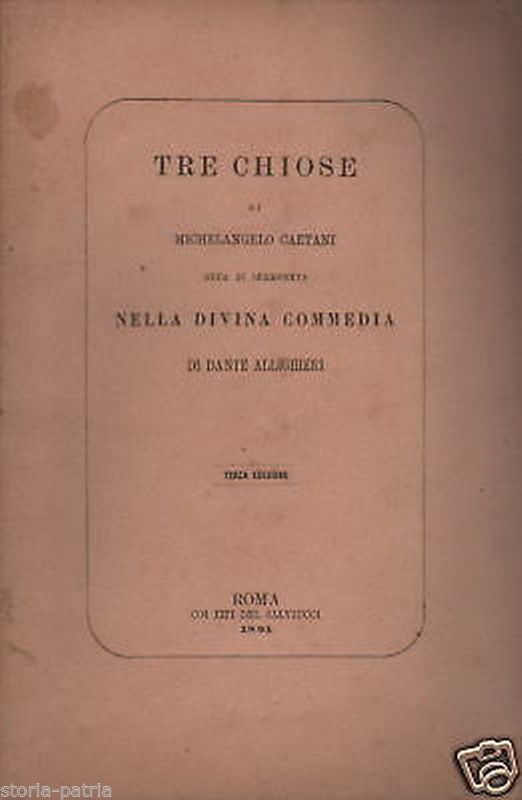 Tre Chiose Nella Divina Commedia Di Dante Alighieri, Michelangelo Caetani, 1881