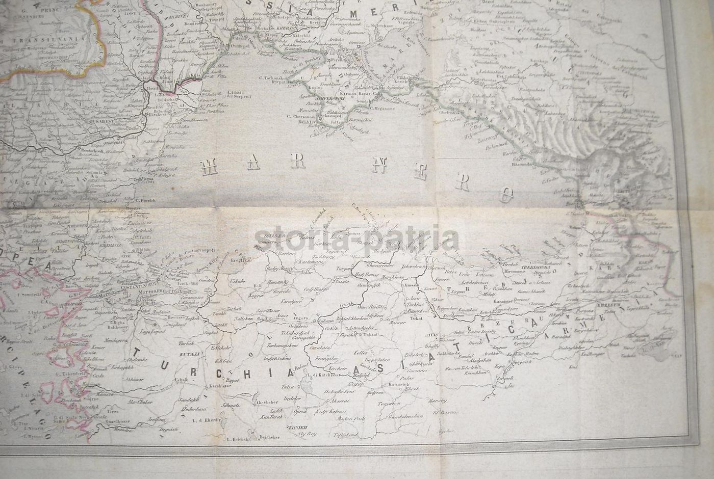 Mappa Antica Danubio E Mar Nero 1854 Turchia Russia Grecia