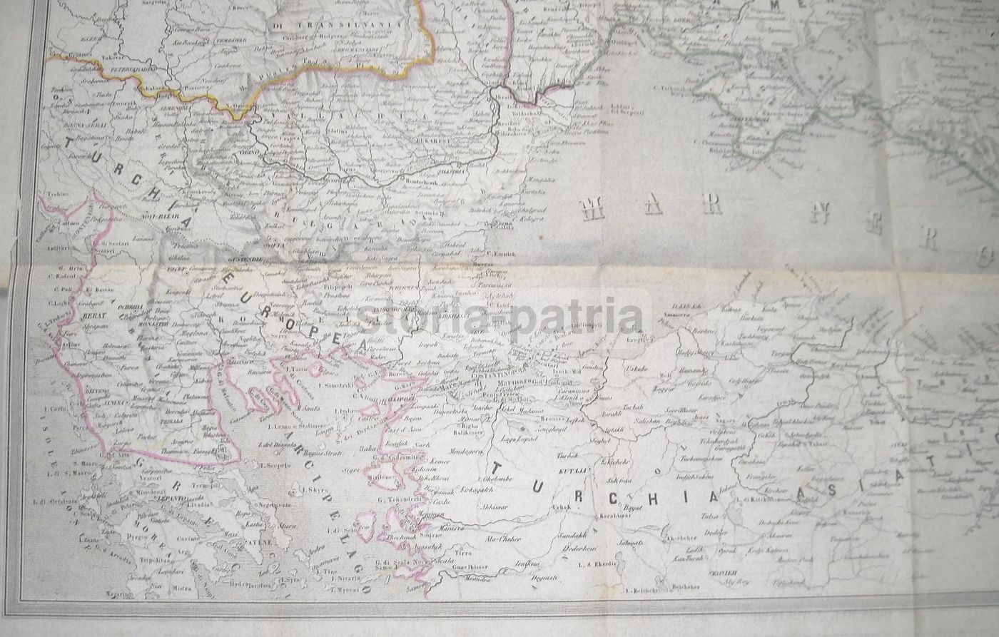 Mappa Antica Danubio E Mar Nero 1854 Turchia Russia Grecia