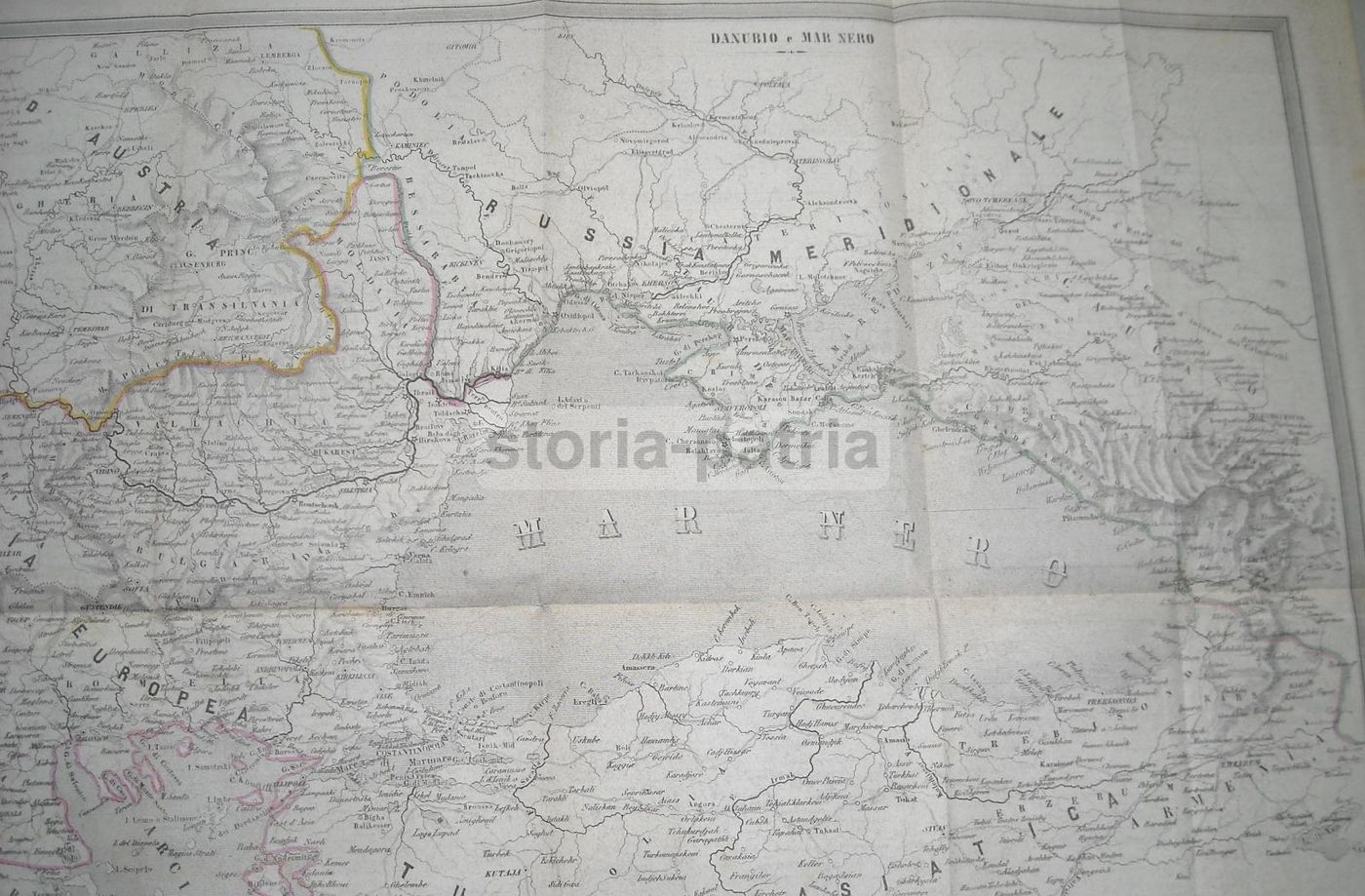 Mappa Antica Danubio E Mar Nero 1854 Turchia Russia Grecia