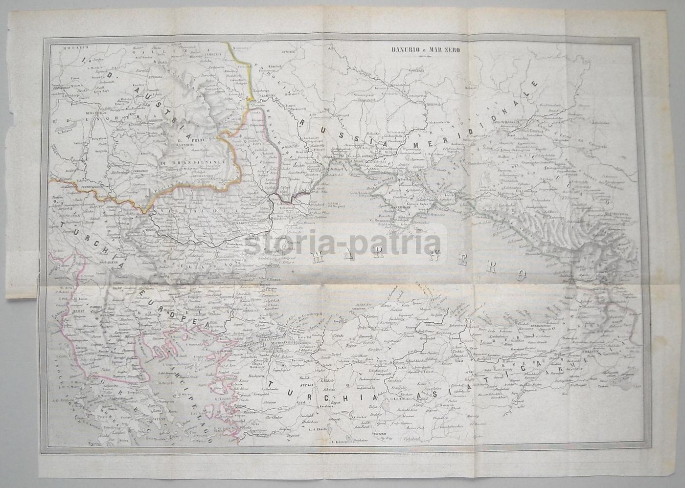 Mappa Antica Danubio E Mar Nero 1854 Turchia Russia Grecia