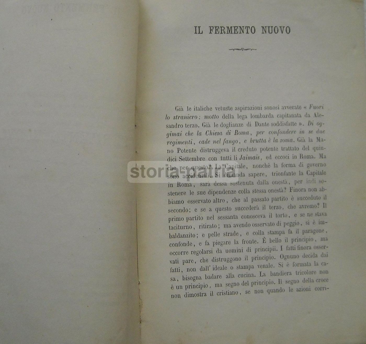 De Pisapia, "Il Fermento Nuovo", 1872, Salerno, Cava De' Tirreni. Raro.