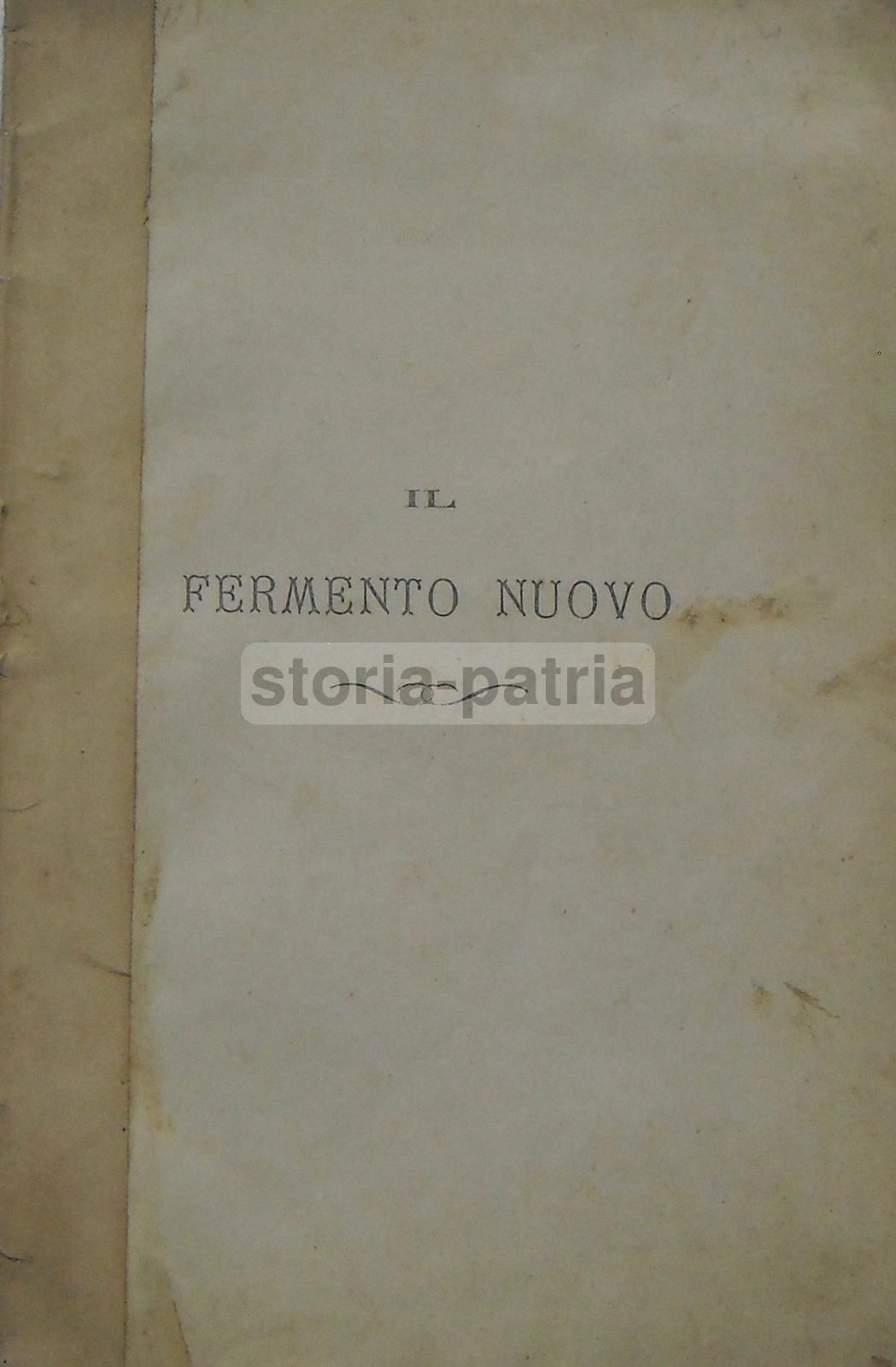 De Pisapia, "Il Fermento Nuovo", 1872, Salerno, Cava De' Tirreni. Raro.