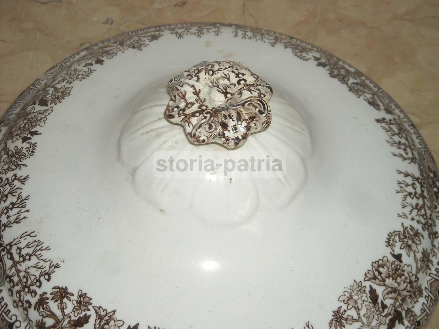 Coperchio Per Zuppiera In Ceramica Decorata, Italia, XIX Secolo