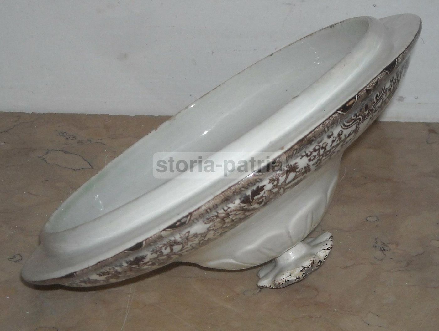 Coperchio Per Zuppiera In Ceramica Decorata, Italia, XIX Secolo