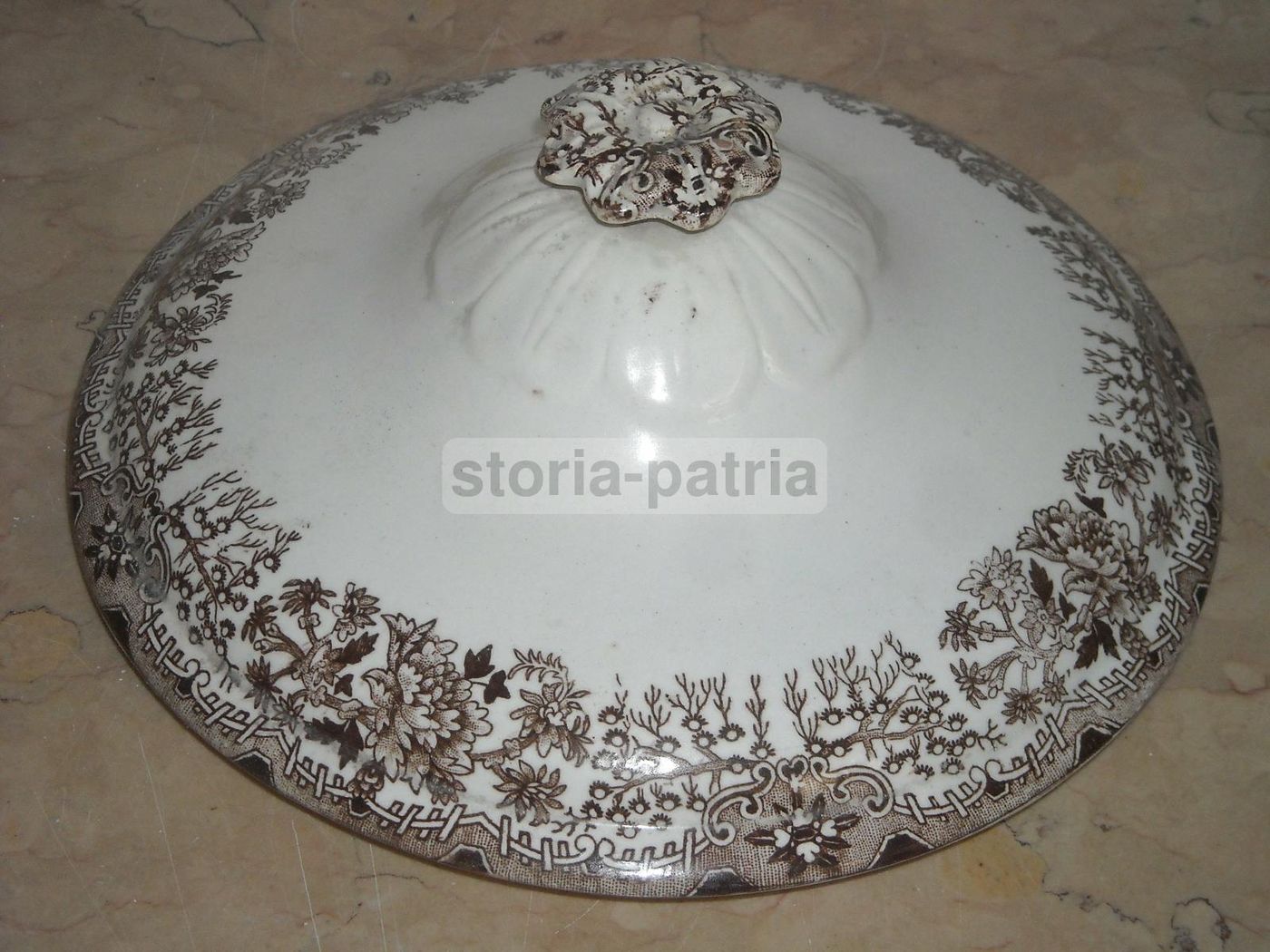 Coperchio Per Zuppiera In Ceramica Decorata, Italia, XIX Secolo