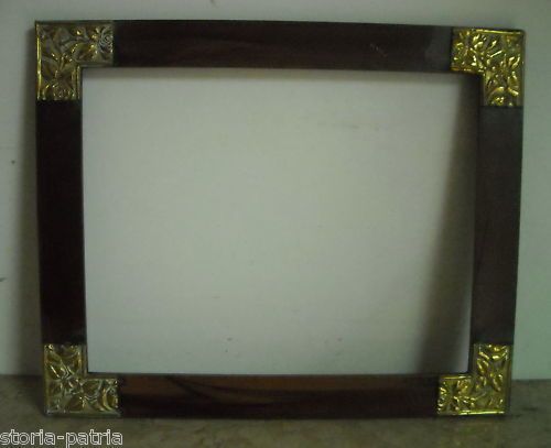 Cornice Antica In Legno Con Decorazioni Floreali In Ottone Liberty