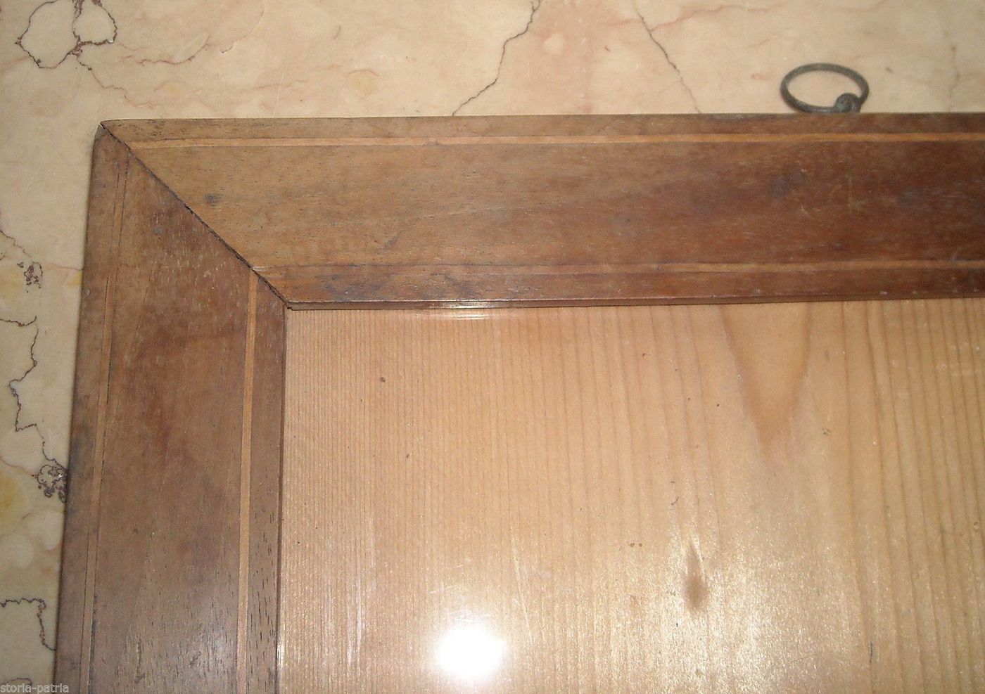Cornice Antica In Legno Di Noce Con Intarsio, Metà XIX Secolo