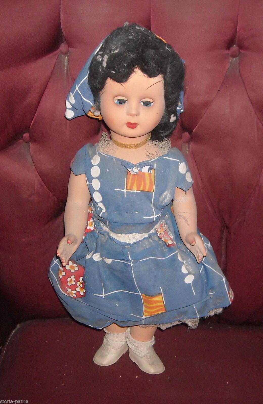 Bambola Vintage Athena Piacenza, Anni '30 '50, Capelli Bruni, 45 Cm