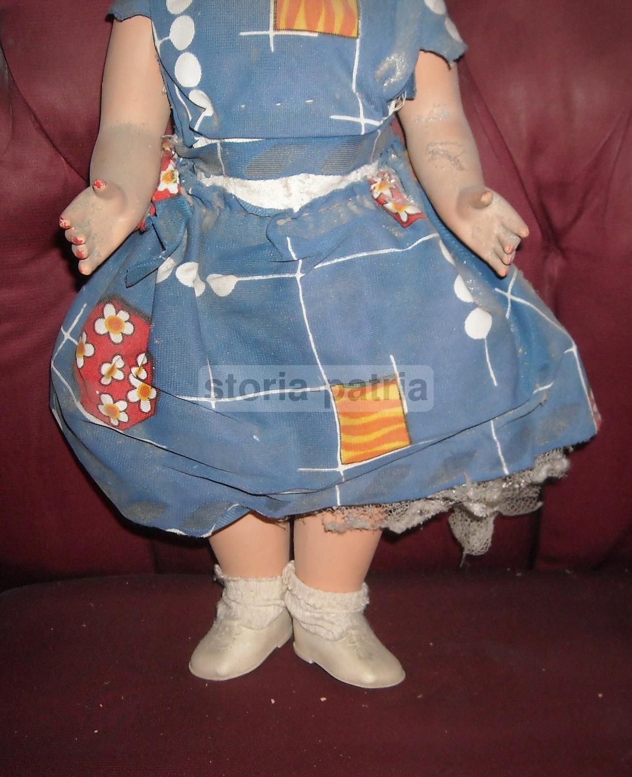 Bambola Vintage Athena Piacenza, Anni '30 '50, Capelli Bruni, 45 Cm