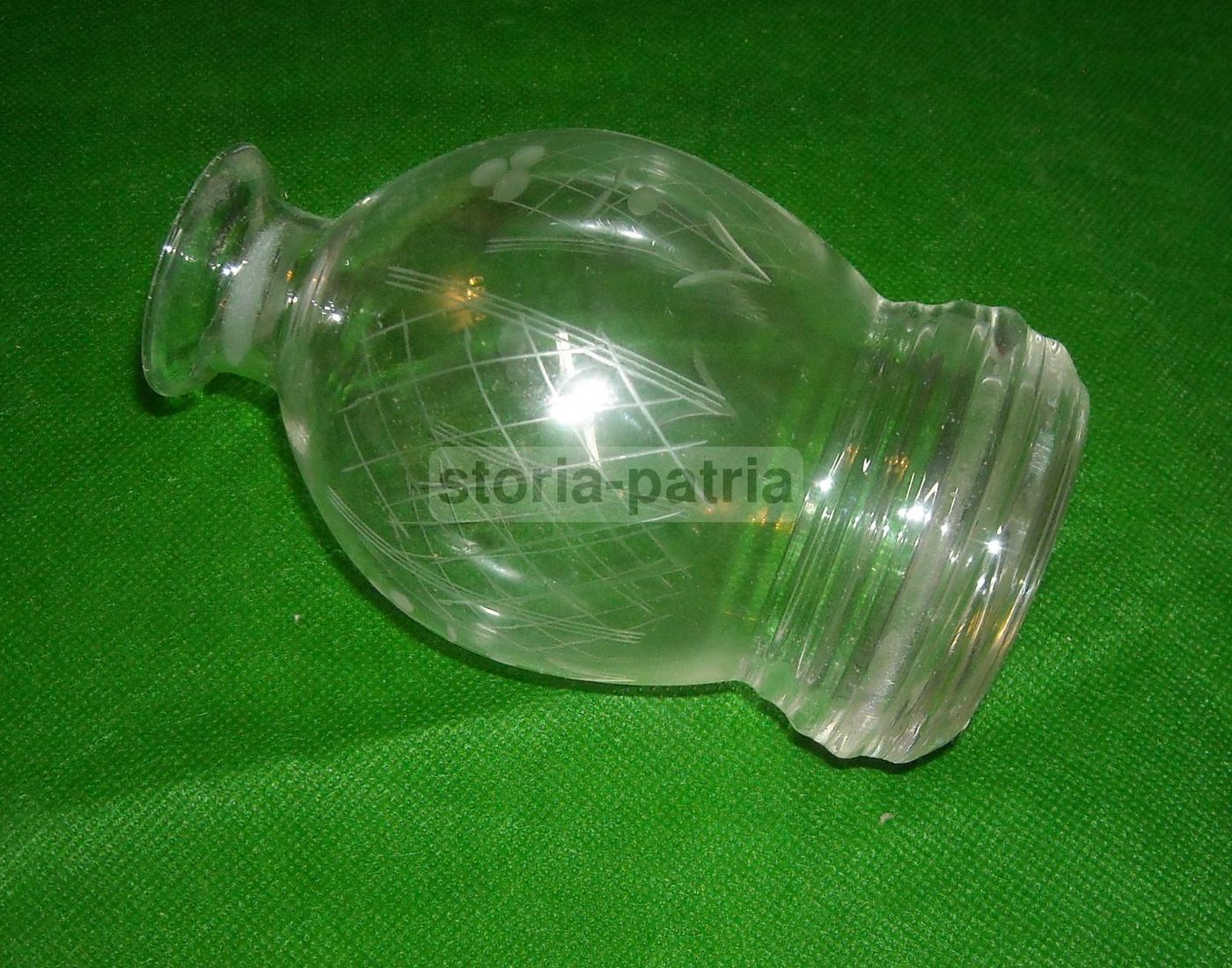 Bottiglia In Vetro Inciso Con Decorazioni Floreali, Murano, Anni '30 '50